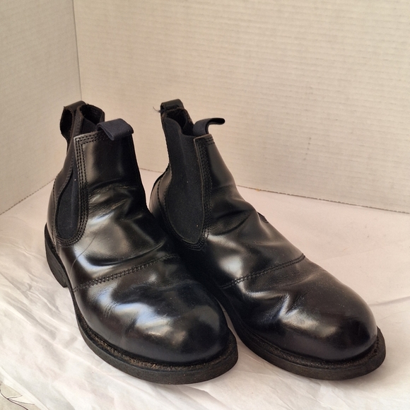 ADDISON SHOE CO  BLK LEATHER STEEL TOE MOLDER SLIP ON WORK BOOTS - 7… - Picture 2 of 9